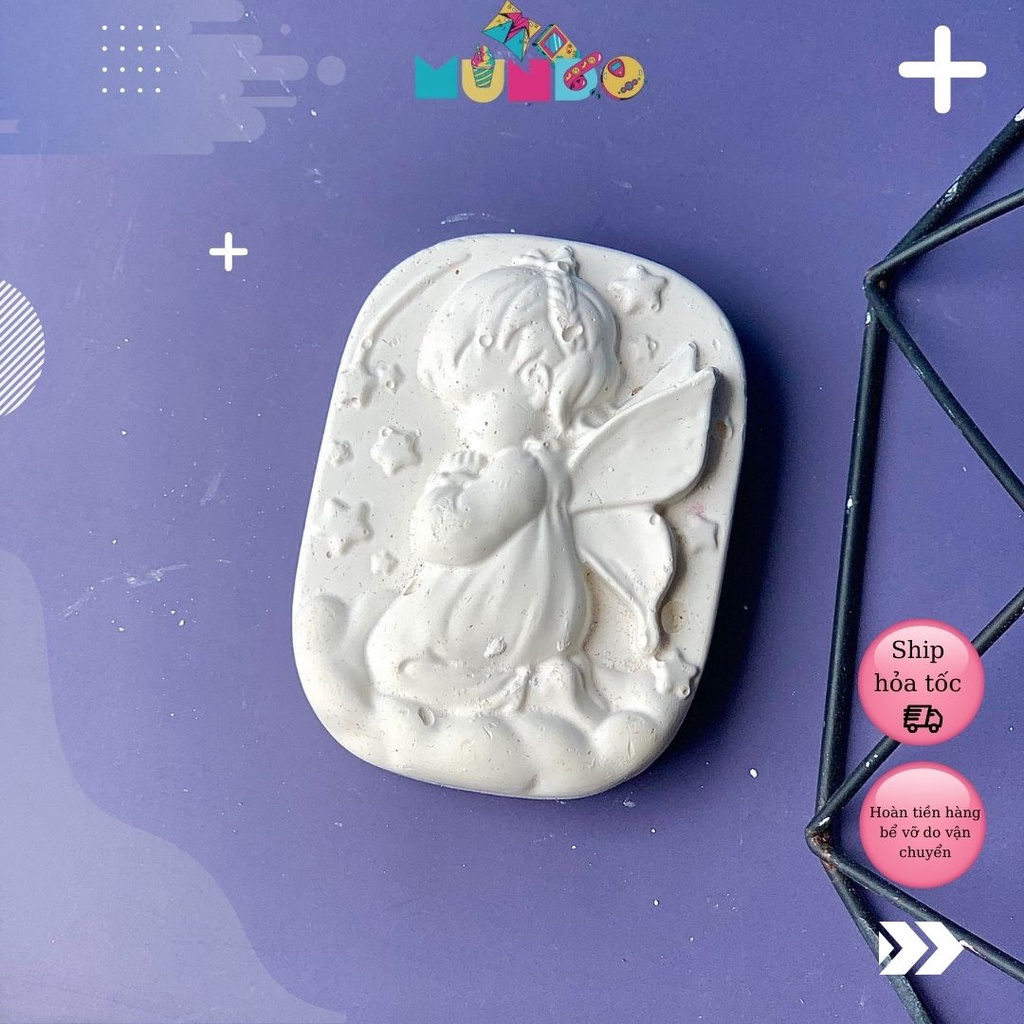 Tượng tô màu cao cấp chọn mẫu SIZE L TRANH NỔI THIÊN THẦN, tượng thạch cao MUNDO