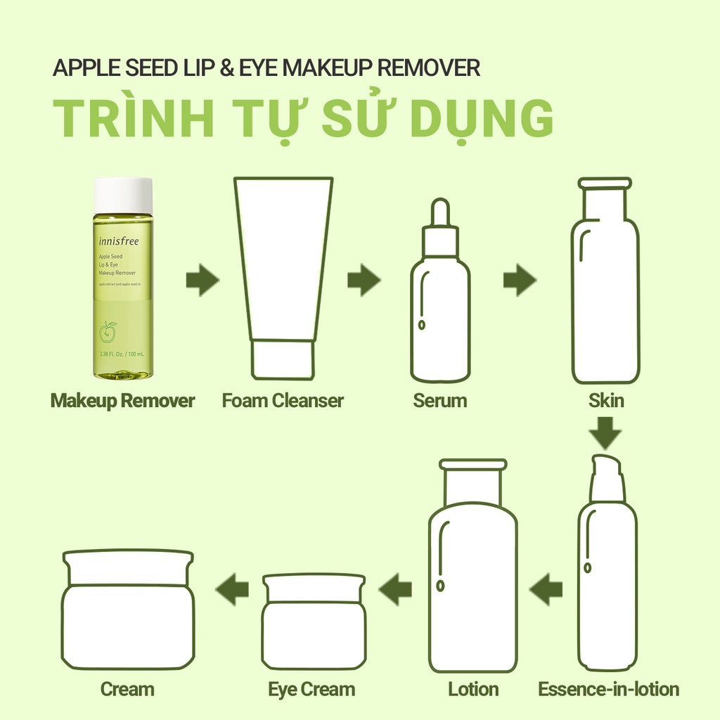 Dầu tẩy trang mắt và môi innisfree Apple Seed Lip &amp; Eye Makeup Remover 100ml