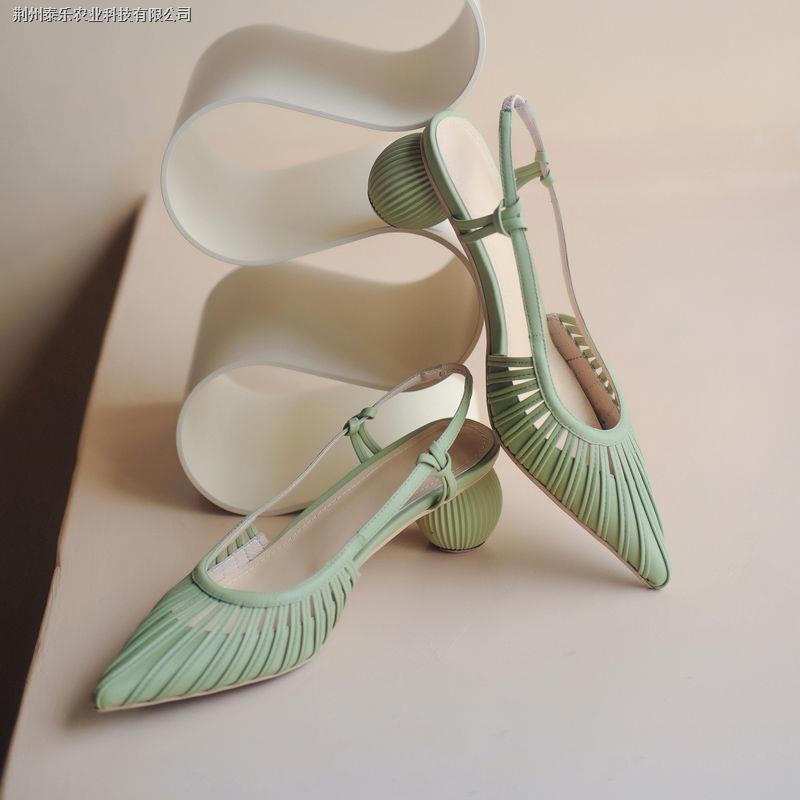 Giày Sandal Cao Gót Mũi Nhọn Rỗng Dày Mẫu Mã 2021 Phong Cách La Mã Thời Thượng Cho Nữ