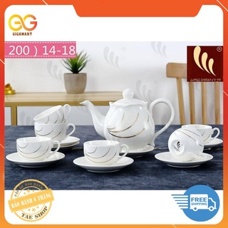 Bộ ấm chén gốm sứ cao cấp, bộ ấm chén sứ uống trà phong cách HÀN QUỐC- gốm sứ Camellia in họa tiết sang trọng