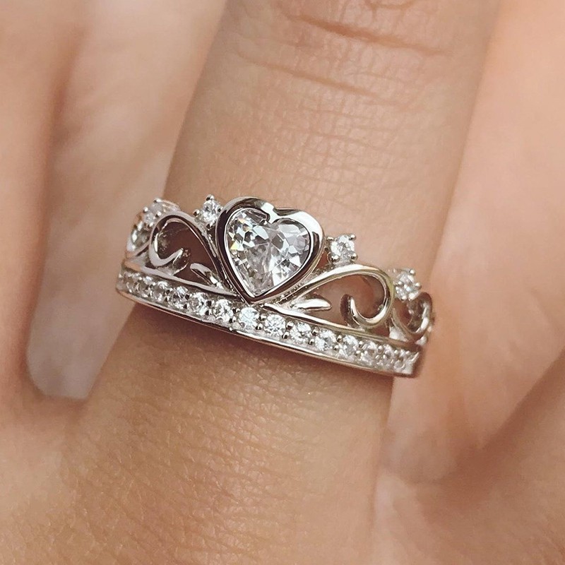 Aifei Jewellery Women Ring Crown Mosaic Diamond 925 Sterling Silver R1157