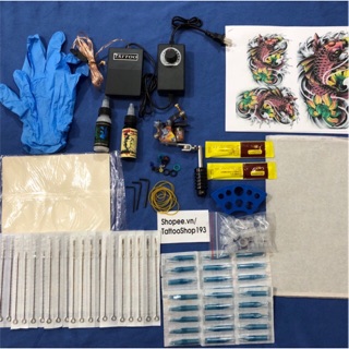 Bộ kít 1 máy xăm ,mực xăm da thật(máy phát mẫu ngẫu nhiên)