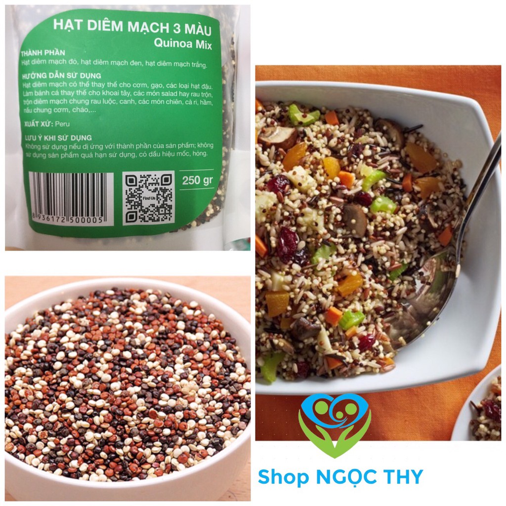 Hạt diêm mạch 3 màu hỗn hợp (hạt Quinoa mixed) ăn kiêng nhập khẩu