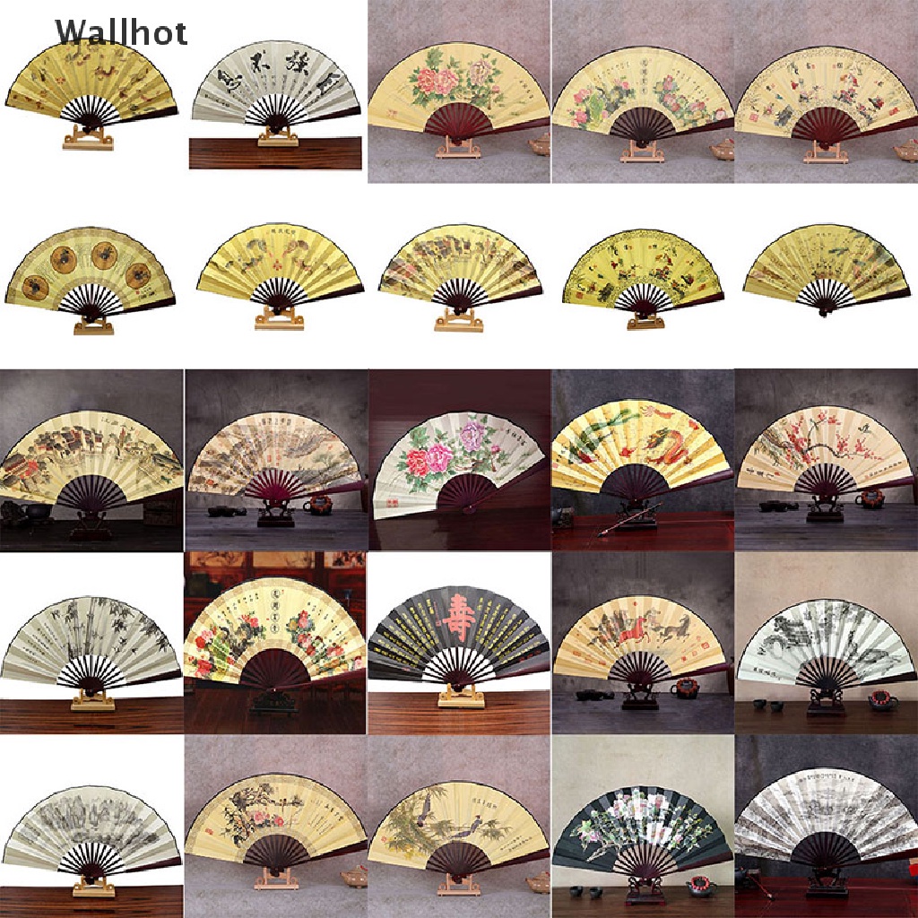 1 Chiếc Quạt Xếp Polyester In Họa Tiết Phong Cách Trung Hoa - Chọn Hình Ngẫu Nhiên - Quạt cổ trang thư pháp