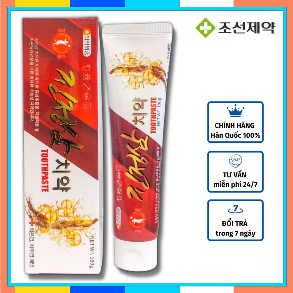 [🔥 SALE] Kem đánh răng Nhân Sâm Đỏ Jinjung Hàn Quốc 180g – LỖI VỎ GIẤY Kem đánh răng giúp làm trắng,