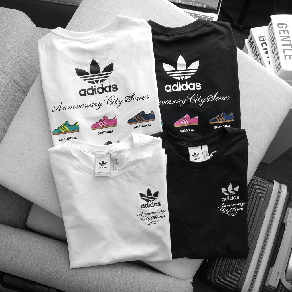 Áo thun Unisex Adidas logo thêu in chiếc giày chất liệu cotton 100% thoáng mái co giãn 4 chiều. HÀNG VNXK