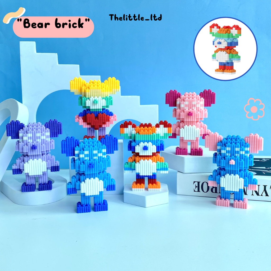 Mô hình lắp ráp Bearbrick 3D có ngăn hình dáng dễ thương, Đồ chơi lắp ráp bearbrick nhiều mẫu