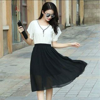 Đầm xòe voan bo eo