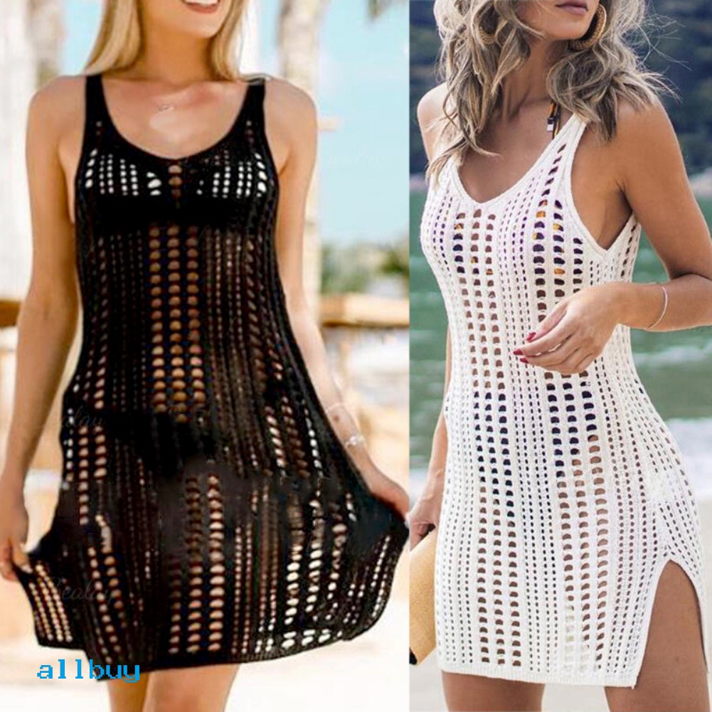 Đầm Đan Len Xuyên Thấu Chống Tia UV Thời Trang Đi Biển Cho Nữ