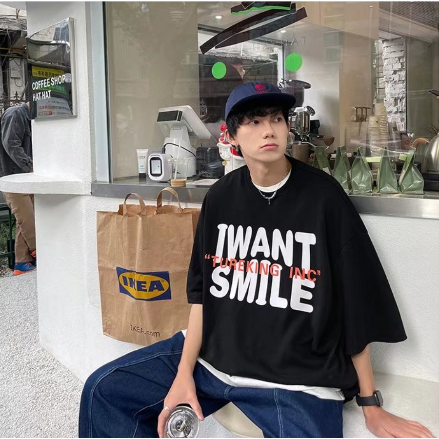 Áo Thun Nam Tay Ngắn In Chữ Thời Trang Hàn Quốc