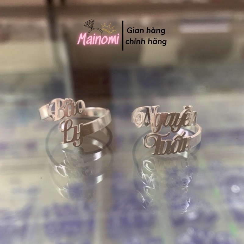 Nhẫn Bạc ta Cưa chữ theo tên, Tinh tế Bóng đẹp Freesize vừa mọi kích cỡ tay Mainomi Shop Bạc Xinh