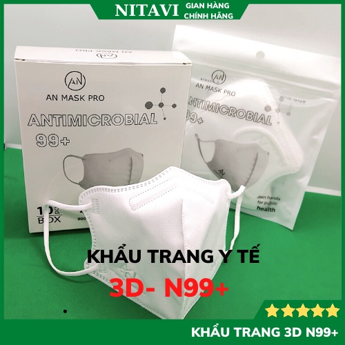 Khẩu trang 3d N99+ khẩu trang 5 lớp y tế AN MASK PRO chống bụi mịn, kiểu dáng ôm gọn mặt