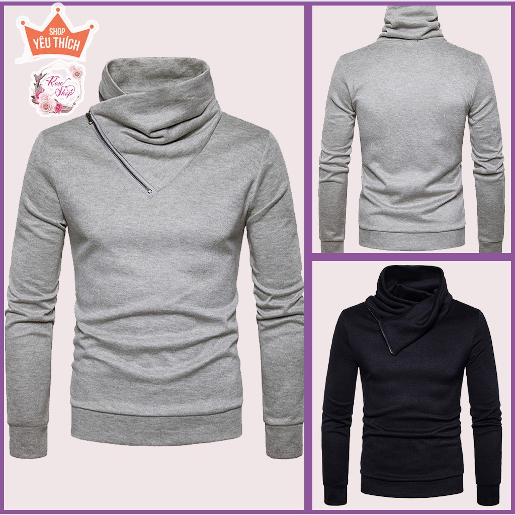 ( Siêu hot) Áo thu đông, Áo thun nam phối khóa cổ vạt chéo thu động, vải thun co dãn 4 chiều chất liệu hàn quốc  Mã N8