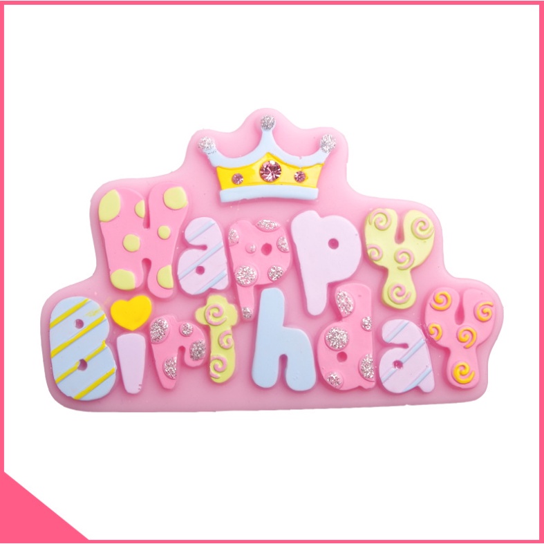 Khuôn silicon 3d làm rau câu chữ happy birthday