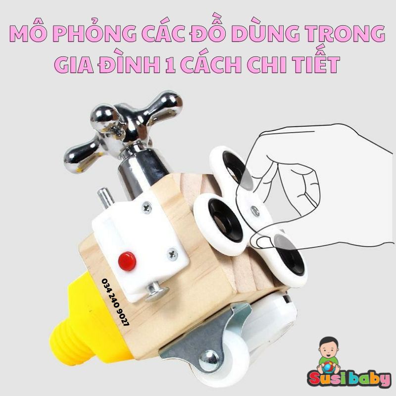 [KÈM QUÀ TẶNG] Khối Bận Rộn 6 Mặt Giúp Tăng Cường Kĩ Năng Sử Dụng Đồ Dùng Trong Nhà Cho Bé - Đồ Chơi Cho Bé