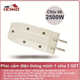 Phích Cắm Điện Thông Minh 1 Ra 5 Q5T Màu Trắng -KENNO
