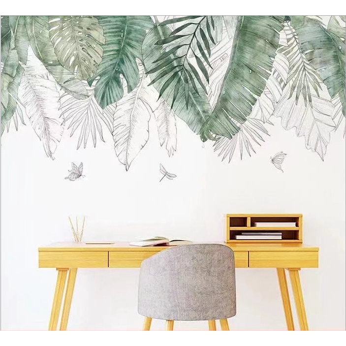 Decal dán tường Hàn Quốc - Giàn lá xanh 3D mẫu số 4 decalamyshop