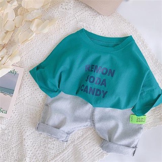 Áo Thun Cotton Tay Ngắn Dáng Rộng Kiểu Hàn Quốc Xinh Xắn Dành Cho Bé