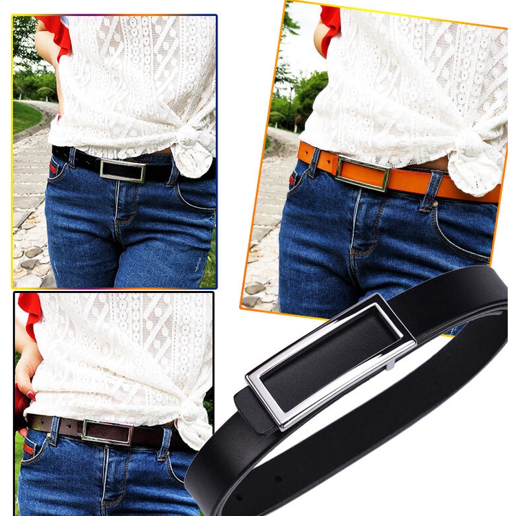 Thắt Lưng Da Bò Thật 2.3cm Phối Khóa Thời Trang Cho Nữ