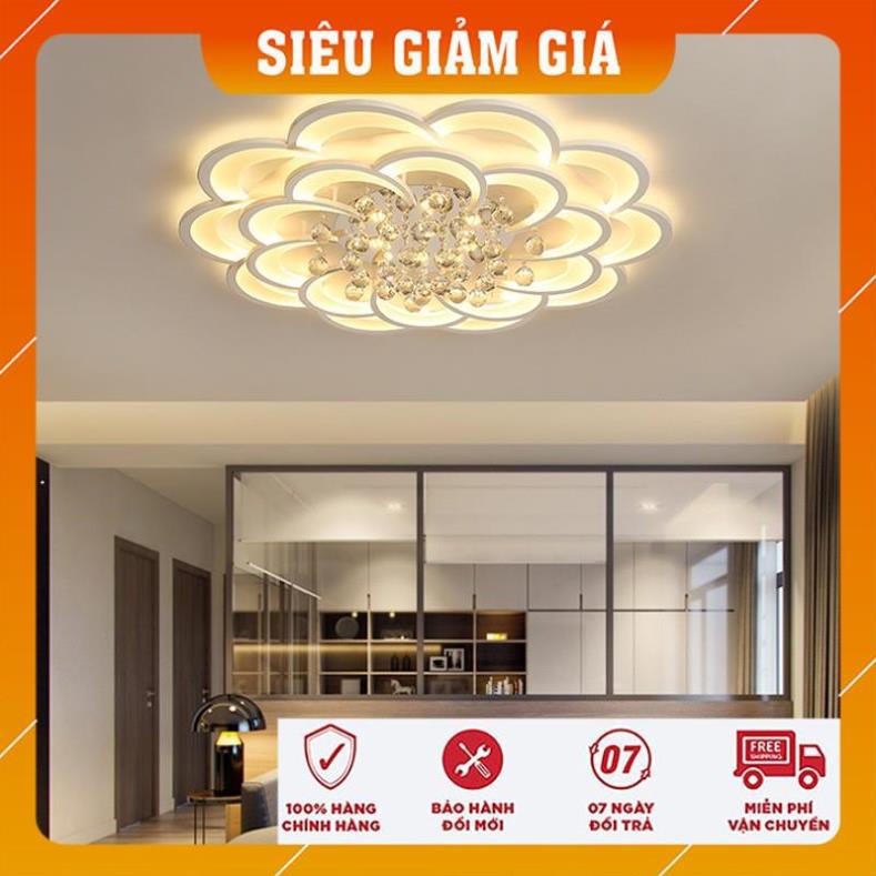 Đèn Ốp Trần - Đèn LED Ốp Trần -  Đèn Mâm Ốp hình hoa pha lê 20 cánh K37 3 chế độ ánh sáng - Có điều khiển Từ X