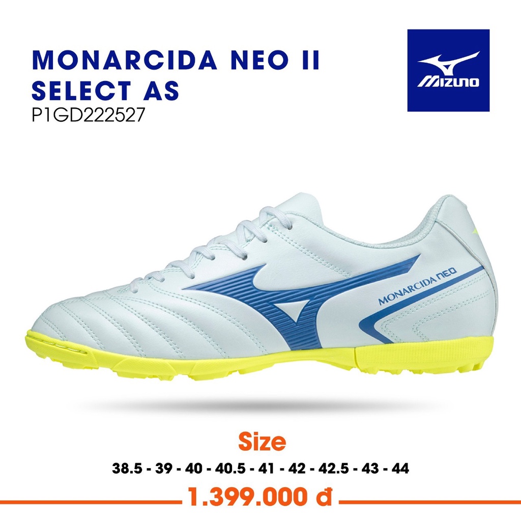 Hàng mới Mizuno Monarcida Neo II Select AS - P1GD222527 - Trắng xanh viền vàng