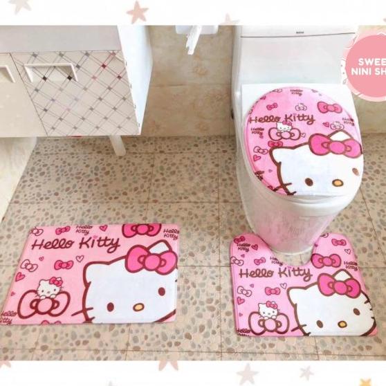Bộ Thảm Trải Sàn Nhà Tắm Hình Hello Kitty Cinnamoroll Đáng Yêu