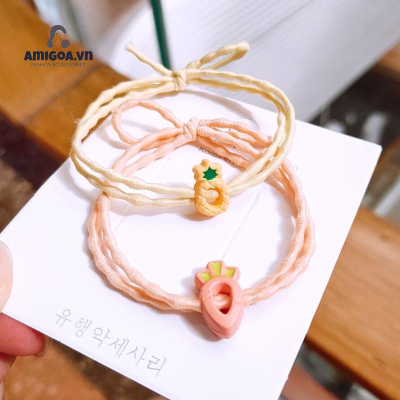 ✨✨Dây cột tóc cao su đính phụ kiện hoa/ gấu/ trái cây dễ thương