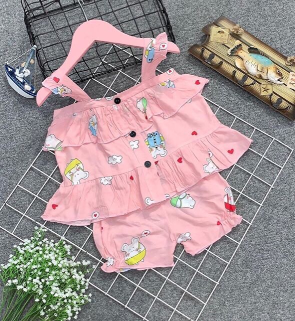 Sỉ bộ lanh cánh tiên cho bé vải lanh thái tone tôn loại 1