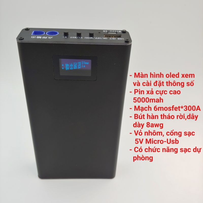 Máy hàn cell pin mini, Máy hàn cell 18650 cầm tay mini có màn hình