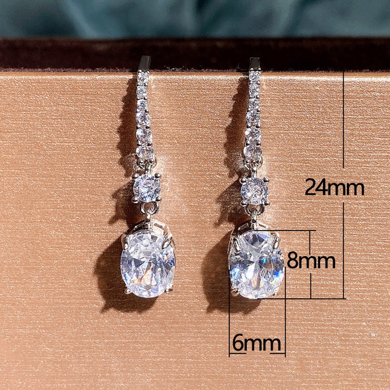 Khuyên Tai Dáng Dài Mặt Oval Màu Trắng/Vàng/Hồng Thời Trang Cho Nữ