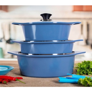 Bộ 3 nồi đá đáy từ v-line ecoramic hàn quốc vplot size 20-22-24 cm , đúc nguyên khối , cam kết chính hãng
