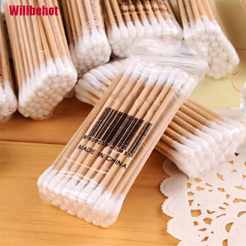 (Hàng Mới Về) Bộ 30-35 Bông Tăm Hai Đầu Thân Gỗ Trang Điểm / Tai