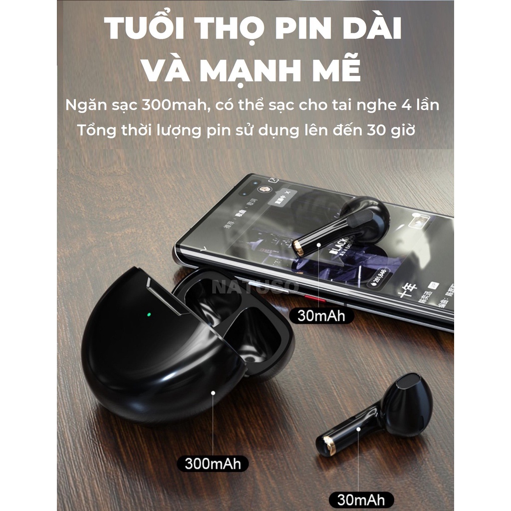 Tai nghe bluetooth không dây Natuso Air12 nút cảm ứng âm thanh HIFI có mic đàm thoại