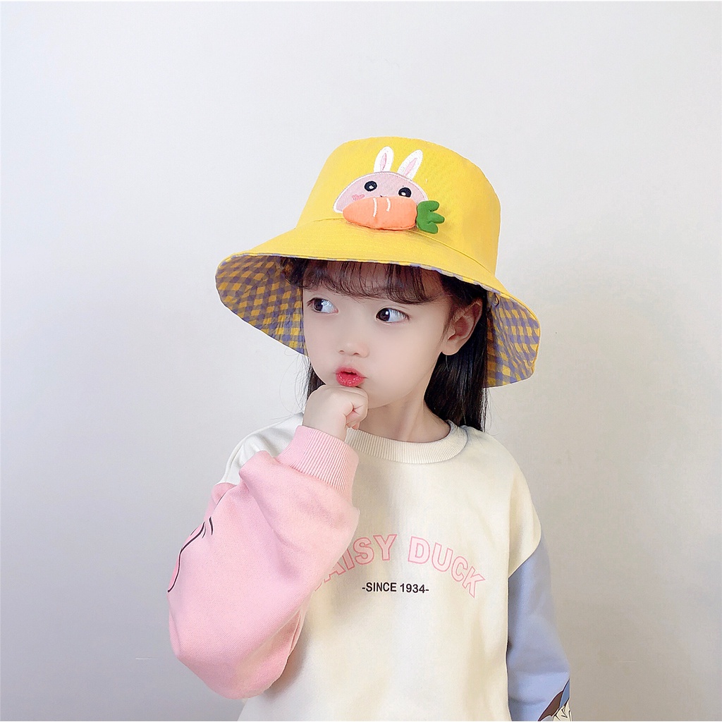 Nón Tai Bèo Che Nắng In Họa Tiết Cà Rốt Hoạt Hình Ba Chiều Thời Trang Xuân Thu Cho Bé