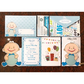 Thiệp Thôi nôi, Sinh Nhật, đầy tháng bé trai(Chỉ in nội dung từ 30 thiệp)