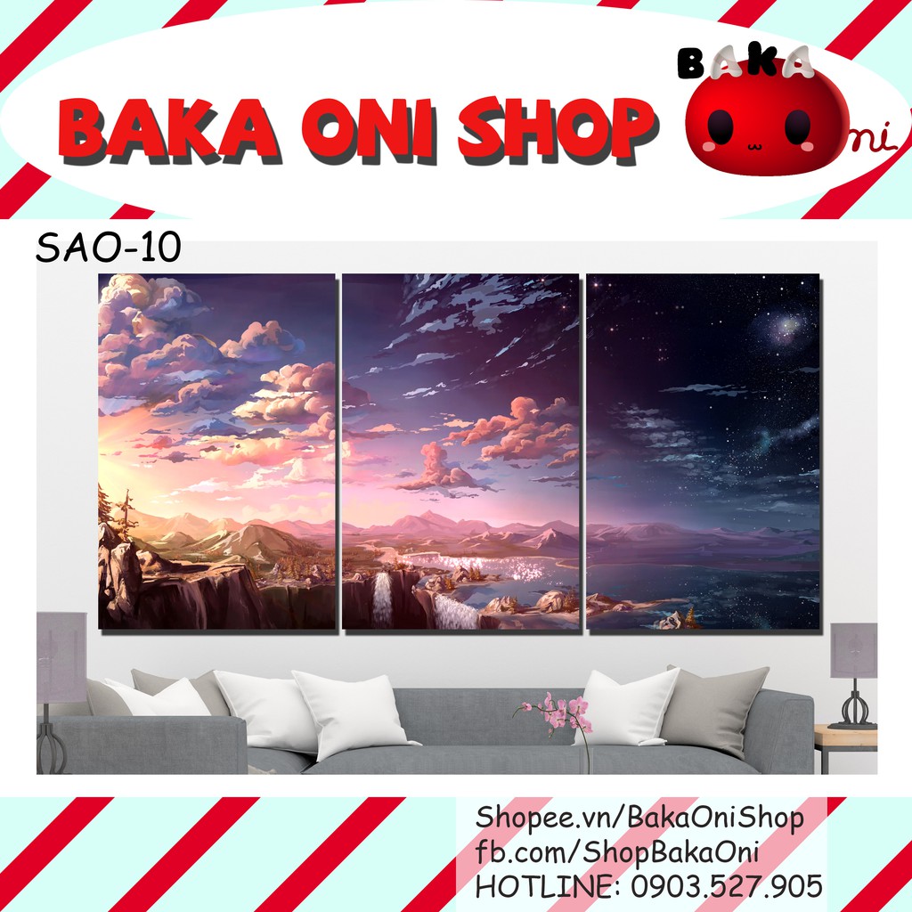 Tranh Canvas Anime bộ 3 tấm - Phong cảnh Sword Art Online | Shopee Việt Nam