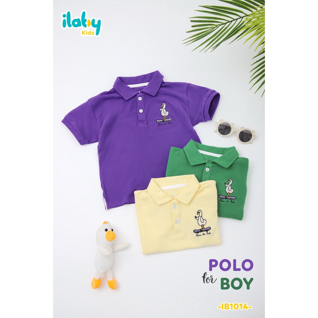 Áo polo bé trai ILABY thêu hình con vịt chất liệu dày đẹp thoáng mát cho bé 11 - 36kg [21IB10140622]