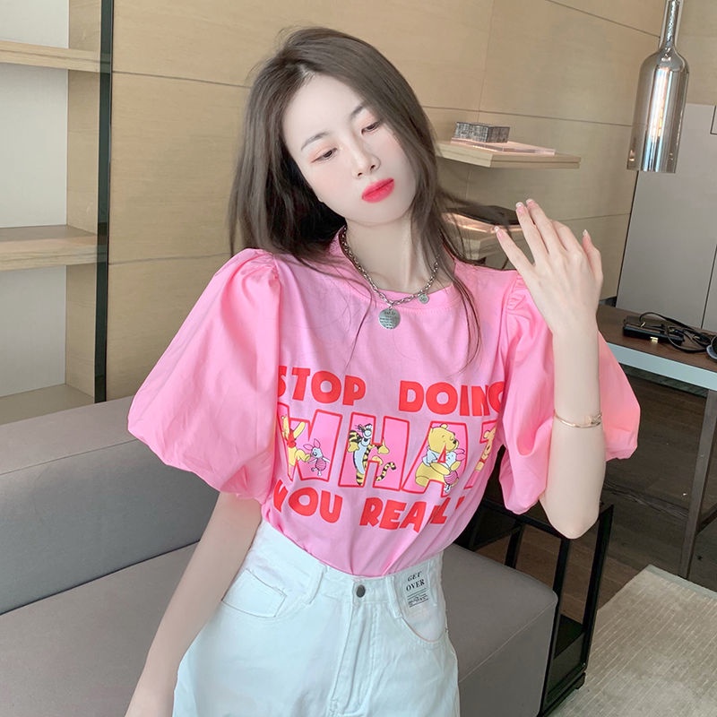 Áo thun ngắn tay thiết kế độc đáo phong cách Hàn Quốc thời trang cho nữ