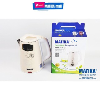 Ấm siêu tốc Matika MTK-24, ca siêu tốc có chức năng ủ ấm nước, nhiệt độ đủ pha sữa cho bé