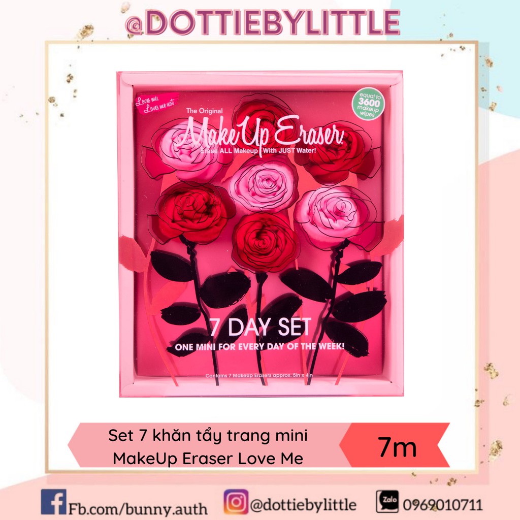 [BILL US] Set 7 khăn tẩy trang mini MakeUp Eraser Love Me