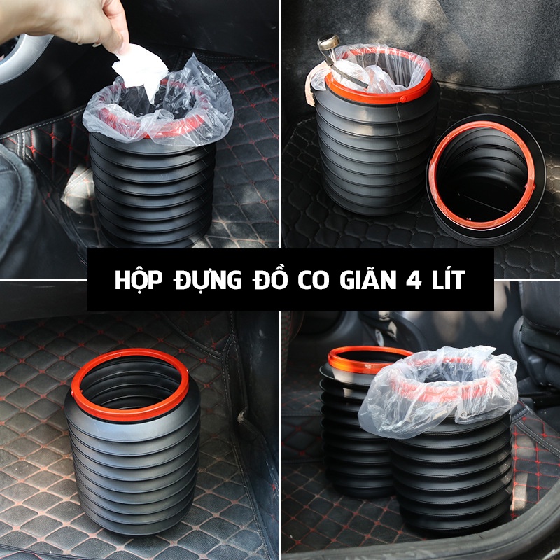 Thùng Đựng Đồ Co Giãn Gấp Gọn Đa Năng Tiện Dụng Để Cốp Xe Ô Tô Cao Cấp Dung Tích 4 Lít