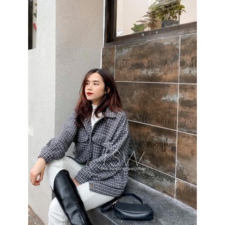 Áo khoác dạ caro túi hộp Yoyo