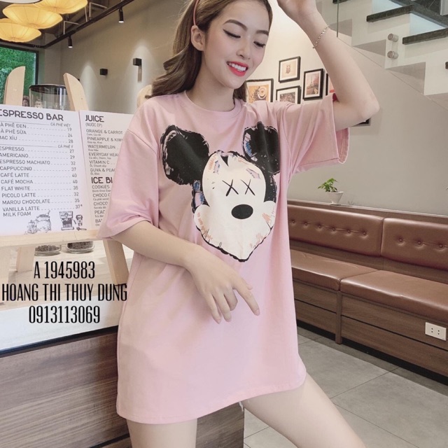 Áo thun unisex màu hồng pastel in chuột mắt X