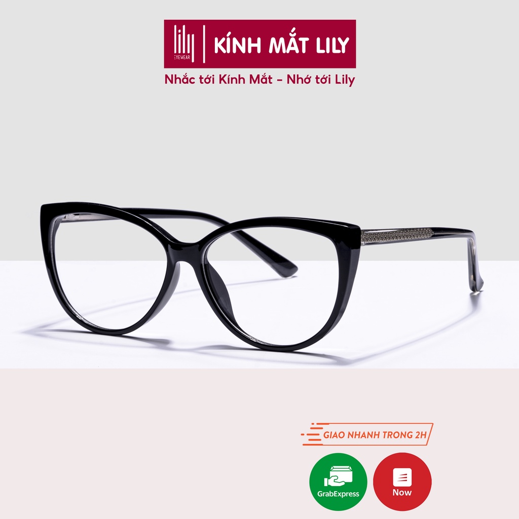 Kính mắt mèo tròn nữ LILYEYEWEAR giả cận càng kính cứng cáp phụ kiện thời trang T2016