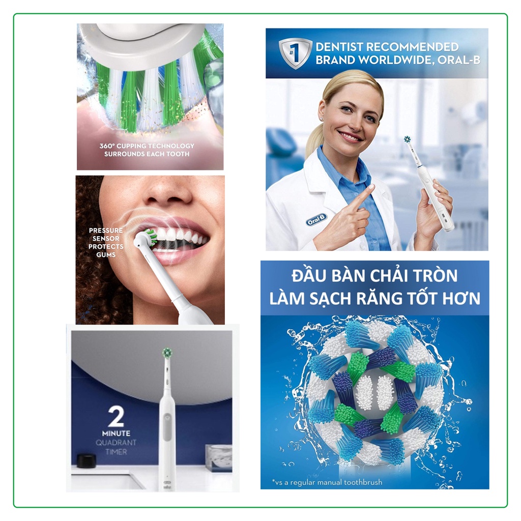 Bàn chải đánh răng điện Oral-B Pro 500/1000, Smart 1500/5000, Vitality,...