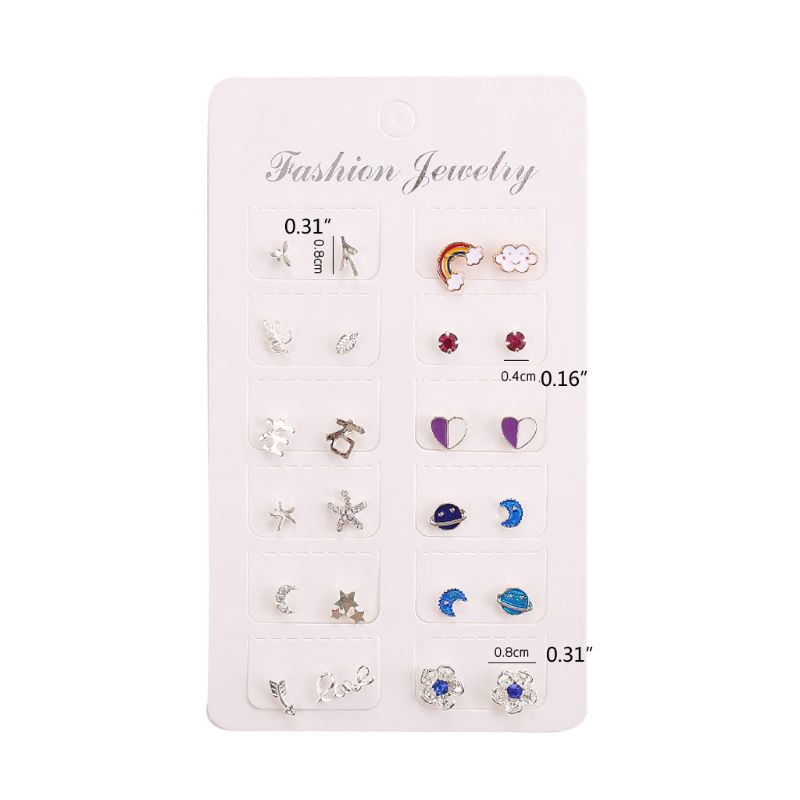 Set 12 Đôi Bông Tai Nhiều Kiểu Dáng Xinh Xắn Thời Trang Cho Nữ