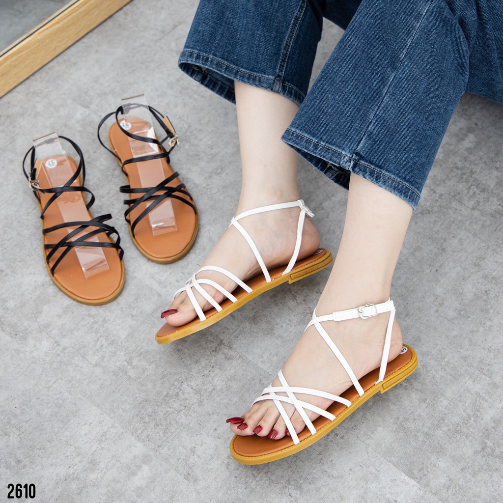 Giày sandal nữ quai mảnh đan chéo MWC NUSD- 2610