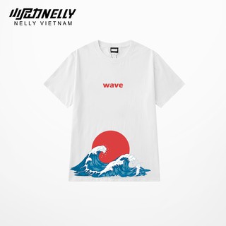 Áo thun tay lỡ NELLY 100% cotton dáng unisex in hình wave kanagawa mã N0152