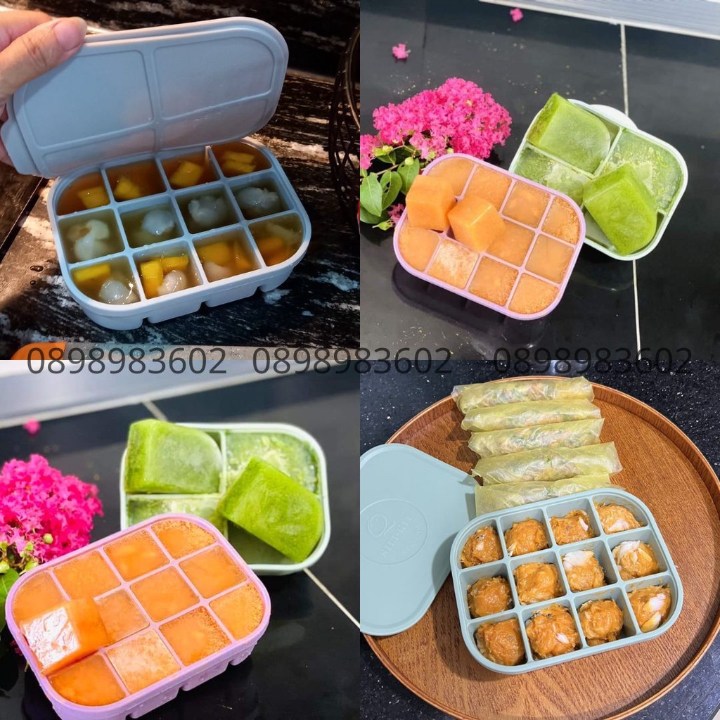 Khay silicone trữ đông SILIKIT 12 ngăn có nắp, khay trữ sữa mẹ, khay làm đá, khuôn làm thạch