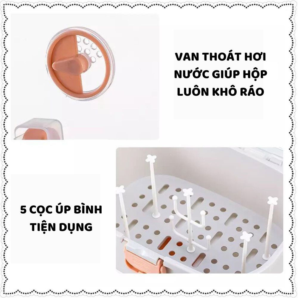 Khay úp bình sữa Jupin mẫu mới có 2 van thoát hơi ẩm - Giá đựng bình có nắp đậy